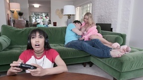 Rachael Cavalli fucks stepson right behind his girlfriend's back