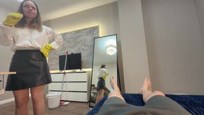 JOI's Wife Wearing Yellow Cleaning Gloves