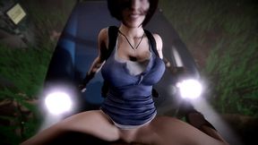 jill post apocalypse fucking in a car in pov - resident evil porn parody