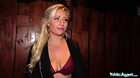 German blonde bombshell offers to fuck for cash in public for a hugetit and a big cock