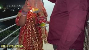 After breaking the fast on 2023 Karwa Chauth husband and wife'_s Chudai with dirty talk