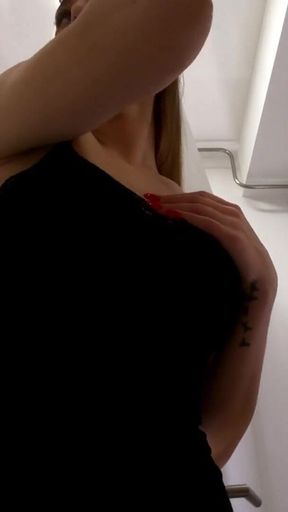 Hot and Horny Girl in the Shortest Mini Skirt Takes off Her Underwear to Flash Shaved Pussy and Round Sexy Ass