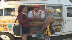 College girl share a big cock in ice cream truck