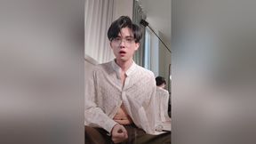 Sexy Twink In Suit Swing His Cock And Cum All Over Your Face And Tongue For Money