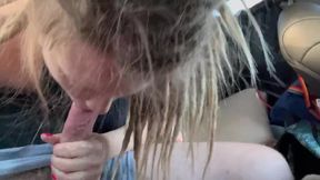 Public backseat fucking with a big cock and swallow
