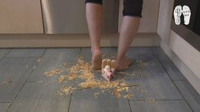 Cake on the kitchen floor