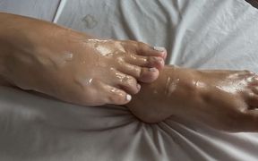 Foot Massage, Masturbation and Foot with Blonde Big Boobs