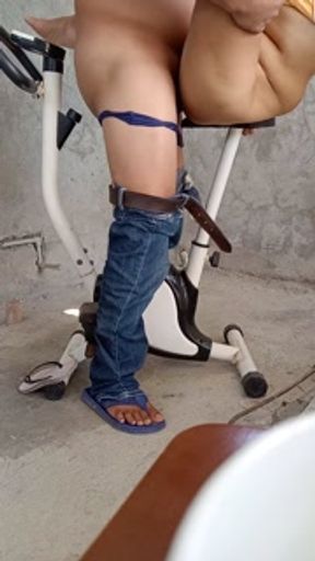 Stepdad saw me exercising on the bike and then fuck really good