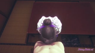 Kimetsu no Yaiba Hentai - Shinobu blowjob sitting in a table with creampie - Japanese Asian Anime