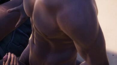 Bareback on the beach with bukkake between breasts [3D Hentai]