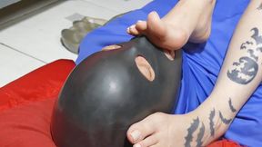 Goth Mistress Uses Masked Slave as Human Furniture – Foot Worship While Reading Book C4SDomination25