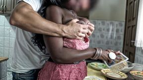 Big Ebony Messy Wife Fisted Hard in Kitchen Chaos