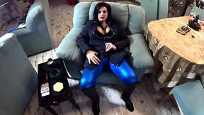 smoking blowjob, cameltoe tease & double cum on my downjacket 331