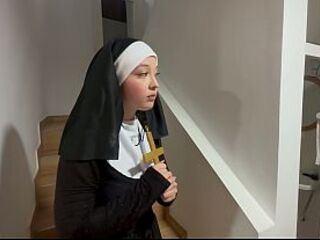 Scary Nun: Excited Nun Can't Resist the Masked Stranger in the Church