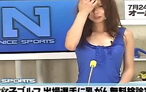 Newscaster in asian bukkake tv