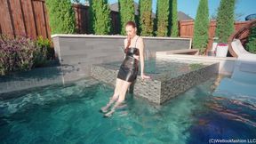 Riah Is Going for a Swim and a Shower in Faux Leather