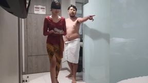 Charming Slim Petite Asian Maid Lets a Horny Hotel Guest Enjoy Her Hairy Tight Pussy In Full