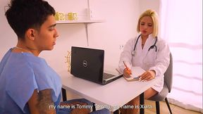 Blonde doctor Xiara Dark gets horny checking her patient'_s HUGE cock - Juan Bustos DOCTOR