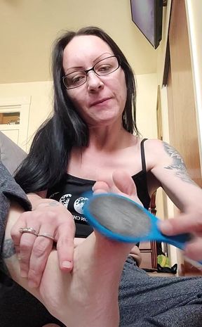 Mmmm Watch Me Scrape This Foot Dust for a Good Boy to Eat