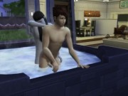 Two gay guys barebacking in hot tub