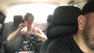 Beautiful Latina changes her wardrobe in a taxi