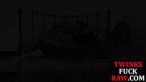 Skinny bottom threeway breeded for jizz after blowjobs