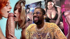 delicious naughty blonde and ginger teens licking a bwc while cumming, ai generated