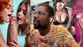 delicious naughty blonde and ginger teens licking a bwc while cumming, ai generated