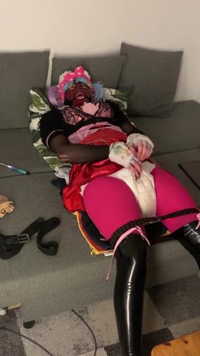 Key moment from &quot;Gagged Sissy in chasity diaper self bondage vibrator orgasm&quot;