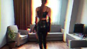 Hook-up with a random guy and afterwards returns home sporting cum-stained vinyl pants
