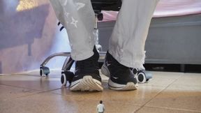 A Tiny Guy obsessed with this giantess's feet and her sweaty socks