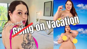 Growing On Vacation - You Convince Your Wife Sydney Screams to Take More Growth Potion While on a Secluded Beach and She Grows into the Sky