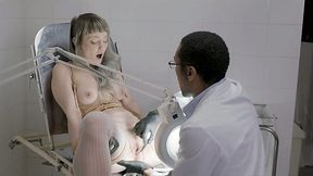 White chick gets her pussy eaten out and fucked by Black gynecologist