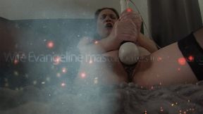 Evangeline masturbates in black Stockings 12