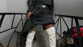 Downjacket Fetish on the Stairs &ndash_ Shiny Boots, Bodystockings &amp_ Sensual Touch 317