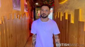 Igor Lucios licked Dinhos pucker before bareback fucking him against the bar