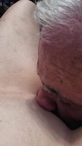 Old Grandpa Orders Pussy &amp; Ass on Restaurant Menu Young submissive Waitress   Clip 2