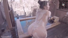 Double Anal Zerstörung Onsen Schlampen Sperma Eimer Badehaus