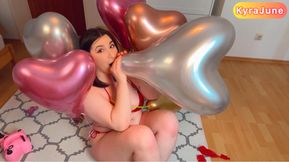 Helium Heart Balloons Bikini Fun with Popping and Grinding and B2P