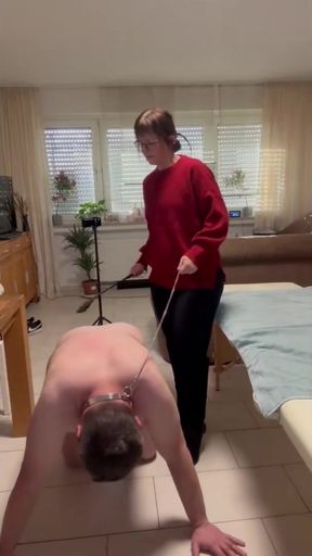 DomLadyMia-SlaveOfM Red welts for the whipped slave Part1