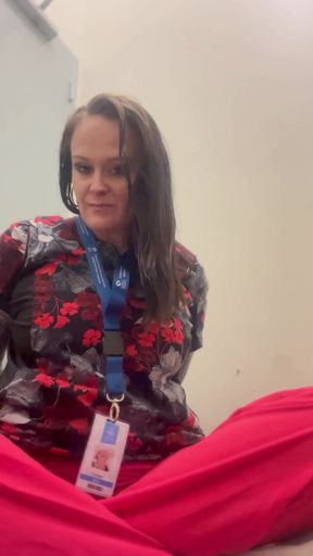 Naughty Nurse Squirts in Public Washroom