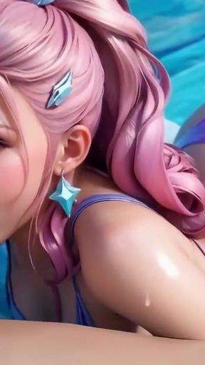 Key moment from &quot;League of Legends Seraphine cosplay Missionary Sex, Blowjob and Massive Facial Cumshot Uncensored Hentai&quot;