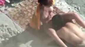 Sex on the beach voyeur xxx movie scene scene Russian non-professional couple also concupiscent at beach