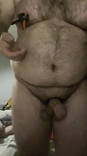 Testicle Bondage with Piercing Play and Ejaculation