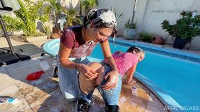 wet jeans, ripped denim & messy poolside girl/girl chaos — part 2