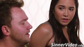 Stepmom catches stepson jerking off and helps him out gladly