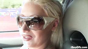 ”Big Breasted blonde tit fucks & sucks on hard meat”
