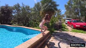 German Babe Gets Wet and Wild by the Pool in a Steamy Solo Session