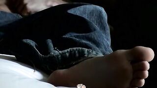 Young feet worshiper strokes his cock and cums on his feet