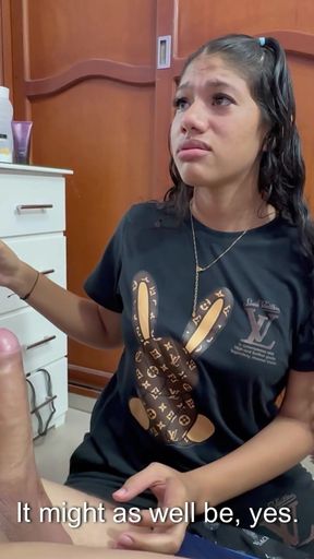 Cute Amateur Girl Is Detonated by Her Tight Ass by Her Perverted Young Stepdad with Huge Cock While They Are Left Alone